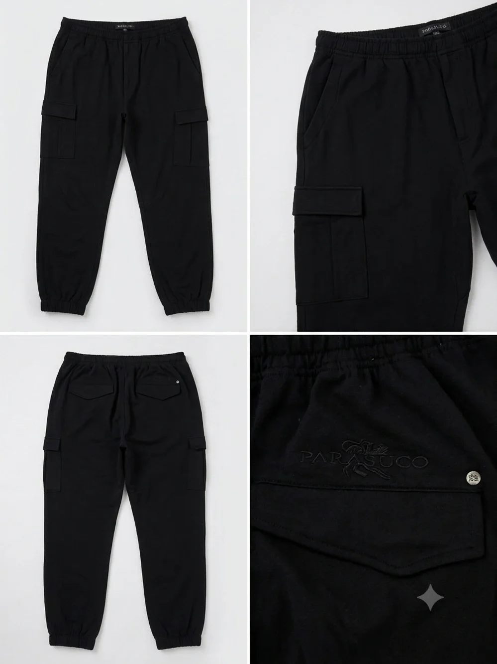 Parasuco Black Cargo Jogger Pants